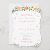 4月の雨が5月の花を育てる 女の子のパステル ベイビーシャワー 招待状 (正面)