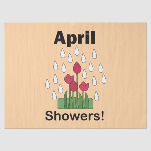4月の雨にピンクのデイジー花 フローラル 薄葉紙 (正面)