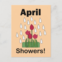 4月の雨に咲くピンクのデイジーの花 フローラル ポストカード
