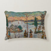 4月の雪モーリス・プレンダーガスト、ヴィンテージ・アート アクセントクッション (正面)
