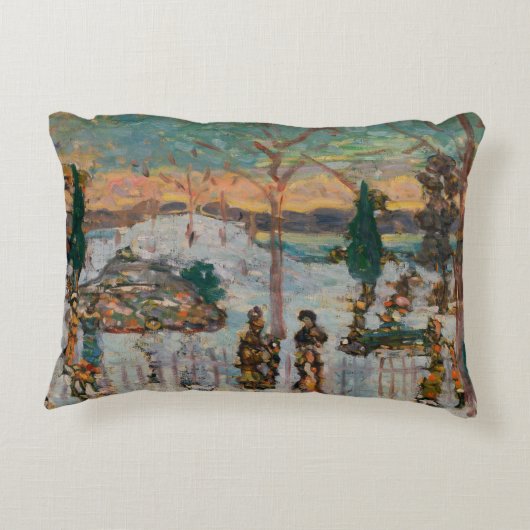 4月の雪モーリス・プレンダーガスト、ヴィンテージ・アート アクセントクッション (裏面)