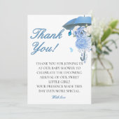 4月の青いシャワーが花の赤ちゃんシャワーをもたらす サンキューカード (スタンド正面)