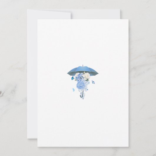 4月の青いシャワーが花の赤ちゃんシャワーをもたらす サンキューカード (裏面)