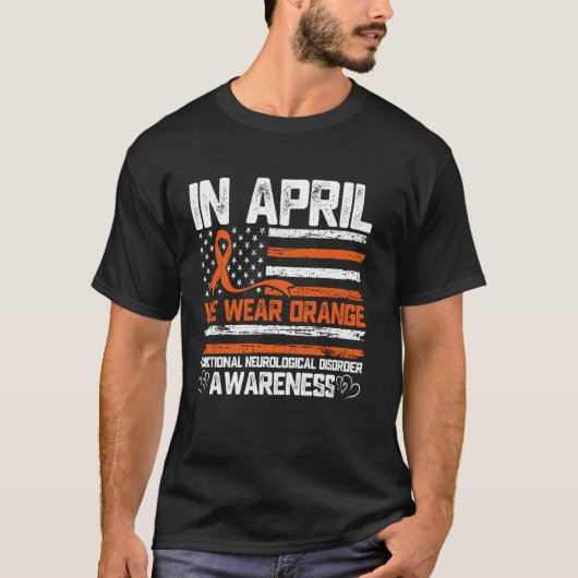 4月はオレンジ色を身に着けるFND啓発月間 Tシャツ (正面)