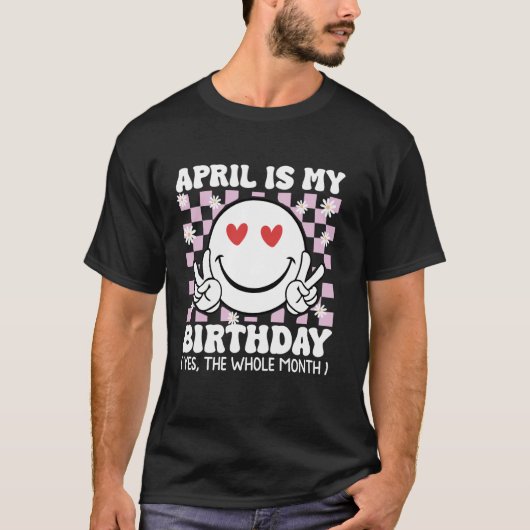 4月は私の誕生日です 整月スマイル顔 ク Tシャツ (正面)