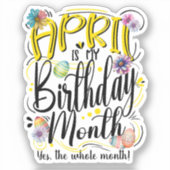 4月は私の誕生日月、イースター4月 シール (正面)