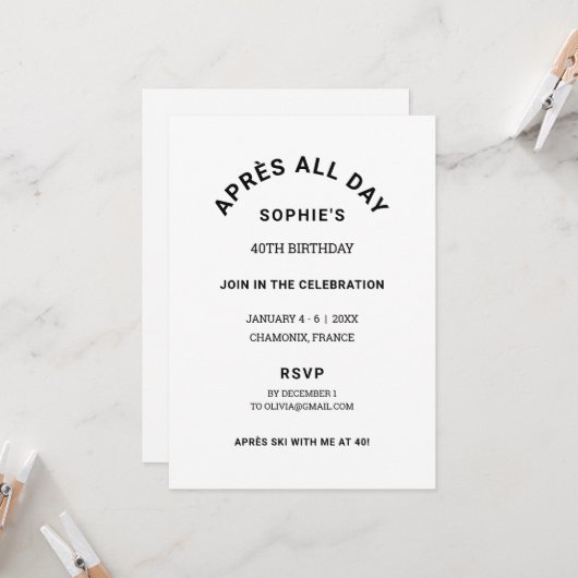 4月オールデイウィンター40thバースデースキーウィークエンド 招待状 (正面/裏面インサイチュ)