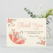 4月シャワーが5月の花をもたらす赤ちゃんシャワー サンキューカード (スタンド正面)