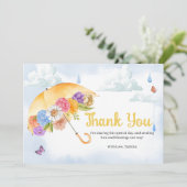 4月シャワーが5月の花をもたらす赤ちゃんシャワー サンキューカード (スタンド正面)