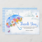 4月シャワーが5月の花をもたらす赤ちゃんシャワー サンキューカード (正面/裏面)