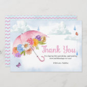4月シャワーが5月の花をもたらす赤ちゃんシャワー サンキューカード (正面/裏面)
