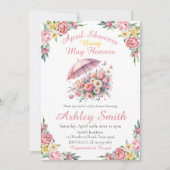 4月シャワーが5月の花をもたらす赤ちゃんシャワー 招待状 (正面)