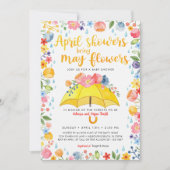 4月シャワーが5月の花をもたらす赤ちゃんシャワー 招待状 (正面)