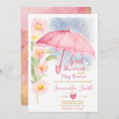4月シャワーが5月の花を持ってくるピンクの傘 招待状 (正面/裏面)