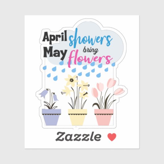 4月シャワーが5月の花を持って来る – 雨のことわざ シール (シート)