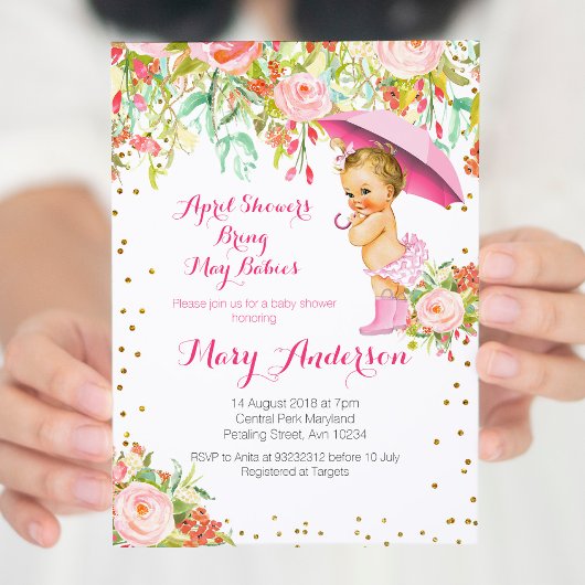 4月シャワーが5月ベビーをもたらす赤ちゃんシャワー 招待状