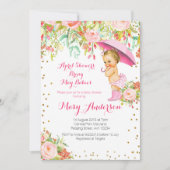 4月シャワーが5月ベビーをもたらす赤ちゃんシャワー 招待状 (正面)