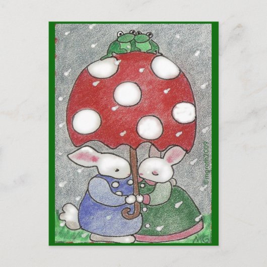 4月シャワーのバニー葉書 ポストカード (正面)