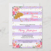 4月シャワーベビーシャワー招待状薄紫紫 招待状 (正面)