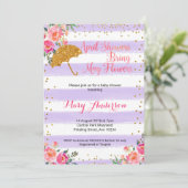 4月シャワーベビーシャワー招待状薄紫紫 招待状 (スタンド正面)