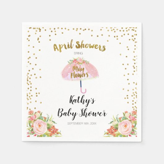 4月シャワー持って来る5月の花の赤ちゃんシャワーナプキン スタンダードカクテルナプキン (正面)
