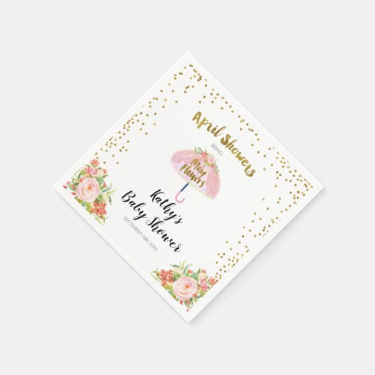 4月シャワー持って来る5月の花の赤ちゃんシャワーナプキン スタンダードカクテルナプキン (角)