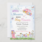 4月シャワー5月の花をもたらす春赤ちゃんシャワー 招待状 (正面)