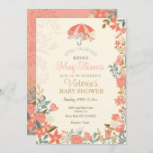 4月シャワー5月の花をもたらす春赤ちゃんシャワー 招待状 (正面/裏面)