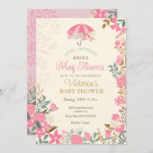 4月シャワー5月の花をもたらす春赤ちゃんシャワー 招待状 (正面/裏面)