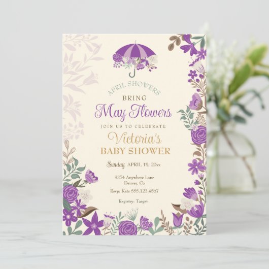 4月シャワー5月の花をもたらす春赤ちゃんシャワー 招待状 (スタンド正面)