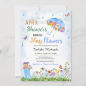 4月シャワー5月の花をもたらす春赤ちゃんシャワー 招待状 (正面)