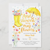 4月シャワー5月の花を持って来る赤ちゃんシャワーInvita 招待状 (正面)