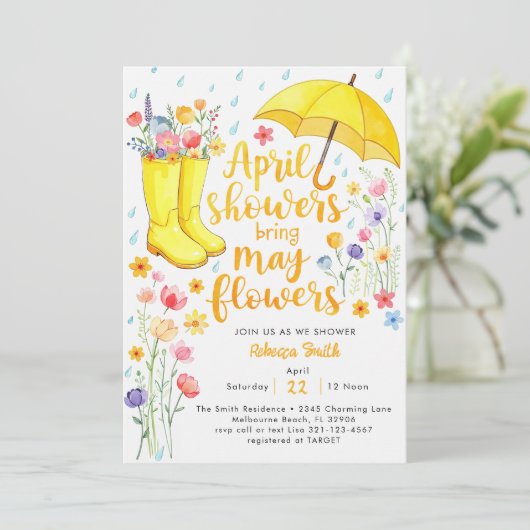 4月シャワー5月の花を持って来る赤ちゃんシャワーInvita 招待状 (スタンド正面)