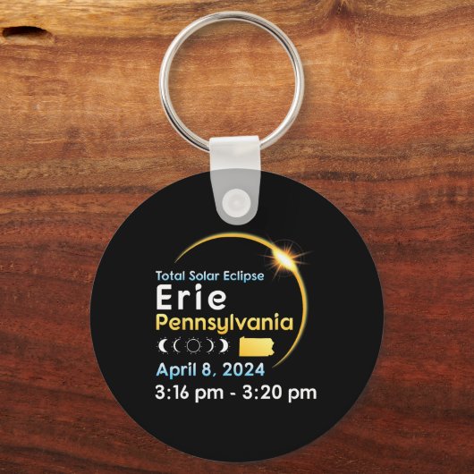 4月太陽ののエリー・ペンシルバニア州での皆既食 キーホルダー (正面)
