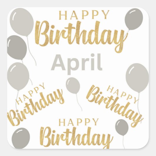 4月生まれの方へ誕生日おめでとう ステッカー (正面)