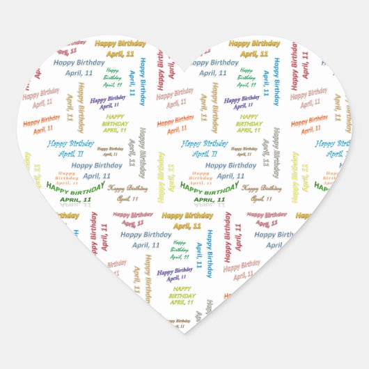 4月11日誕生日シール ハートシール (正面)