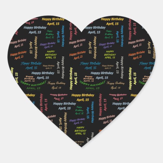 4月15日誕生日シール ハートシール (正面)