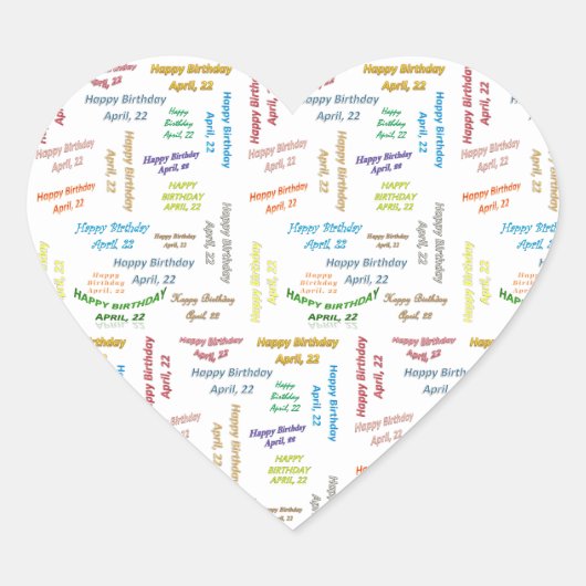 4月22日誕生日シール ハートシール (正面)