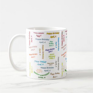 4月4日誕生日マグカップ コーヒーマグカップ