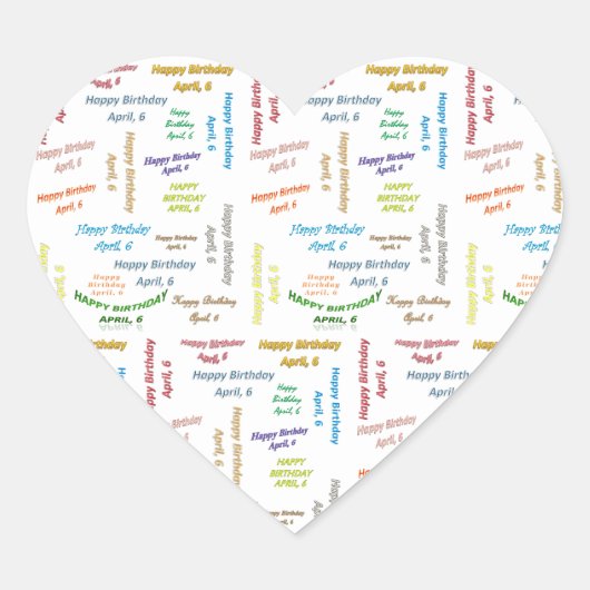 4月6日誕生日シール ハートシール (正面)