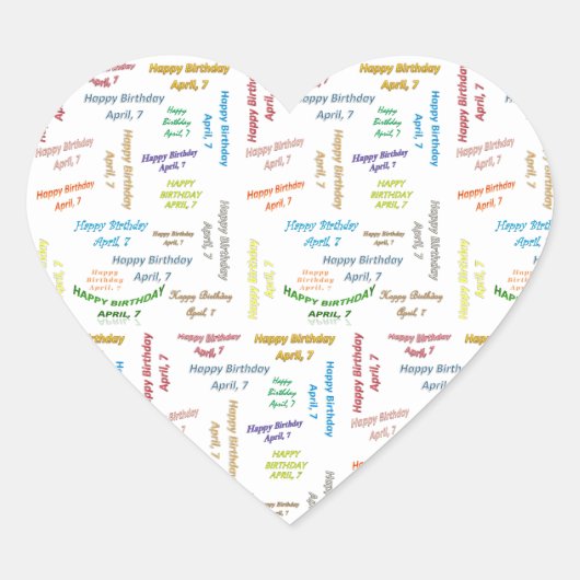 4月7日誕生日シール ハートシール (正面)