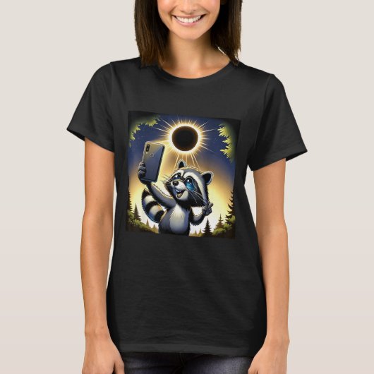 4月8日の日食のアライグマ Tシャツ (正面)