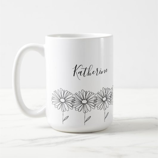 4月（しがつ）の誕生花、デイジーです。 コーヒーマグカップ (左)
