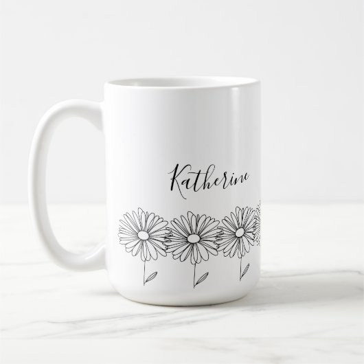 4月(しがつ)の誕生花、デイジーです。 コーヒーマグカップ (左)