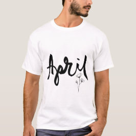 4月 - 季節のタイポグラフィーデザイン Tシャツ