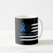 4月、我々は衣服ブルーヴィンテージのアメリカ国旗のリボン コーヒーマグカップ (正面右)