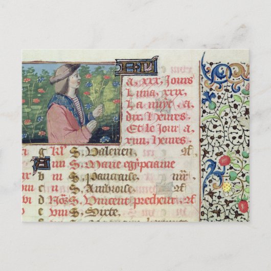 4月：花を摘む ポストカード (正面)