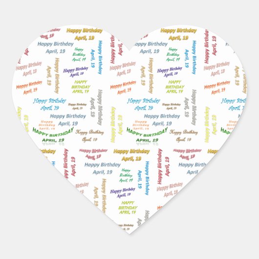 4月， 19誕生日ステッカー ハートシール (正面)