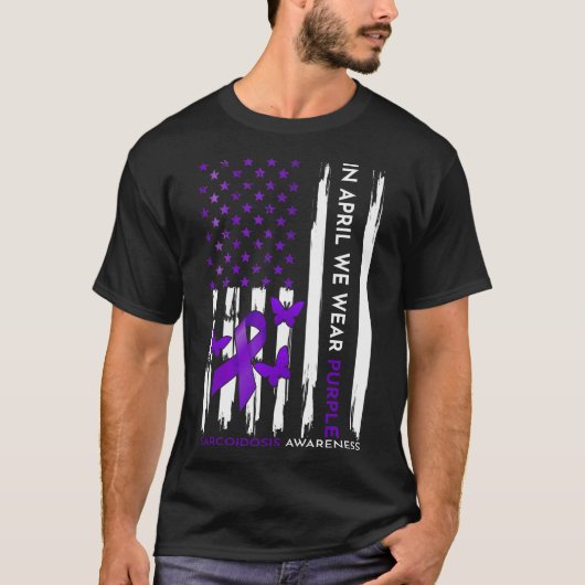 4月We衣服パープルサルコイドーシス認識度モン Tシャツ (正面)
