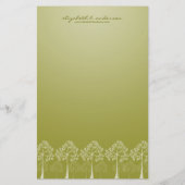 4本の季節の木の白いメッセージカードの文房具 便箋 (正面)